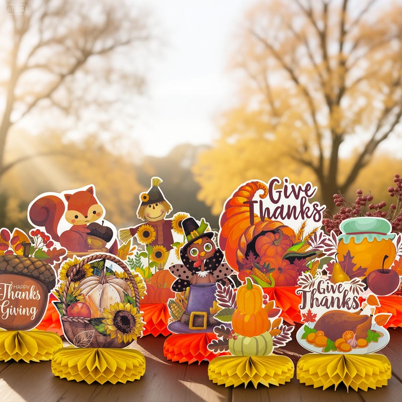 OHOME Thanksgiving Table Decor - 9 PCS Honeycomb | Thanksgiving Decorations Indoor Outdoor - Fall Centerpieces for Tables | Friendsgiving Party Decorations Supplies Favors Essentials for Home Kitchen - Image 4